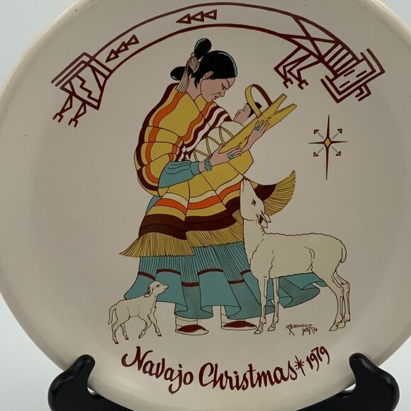 Vtg Navajo Christmas Plate Hand Painted Kay Mallek 1979 9th Issue Ltd Edition - Picture 6 of 7